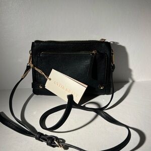 Antik Kraft Navy Blue Crossbody Bag Multi-Zip Gold Hardware BNWT